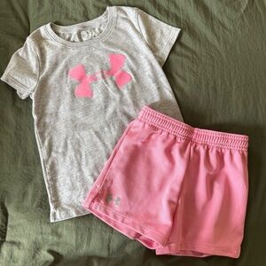 Under Armour Girls Pink & Gray 2-Piece Set | 4T | HeatGear